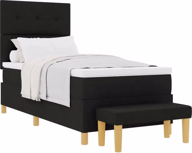 Letto a molle con materasso Nero 90 x 190 cm Tessuto