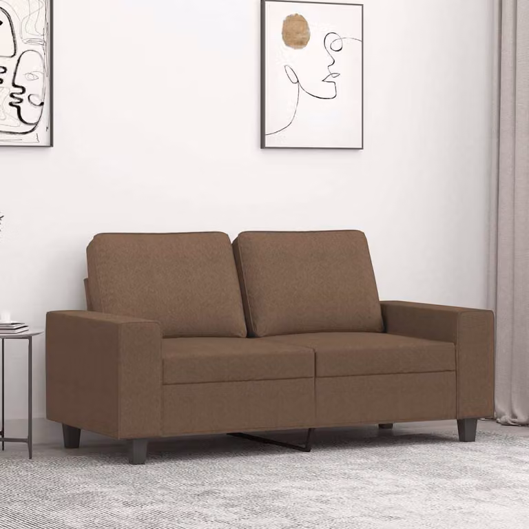 Divano esclusivo, due posti, color marrone, 120 cm, rivestito in tessuto