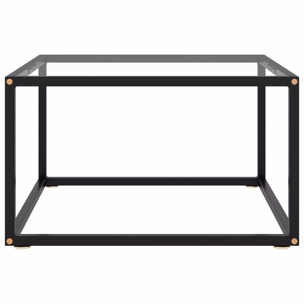 Tavolino da Salotto Nero con Vetro Temperato 60x60x35 cm