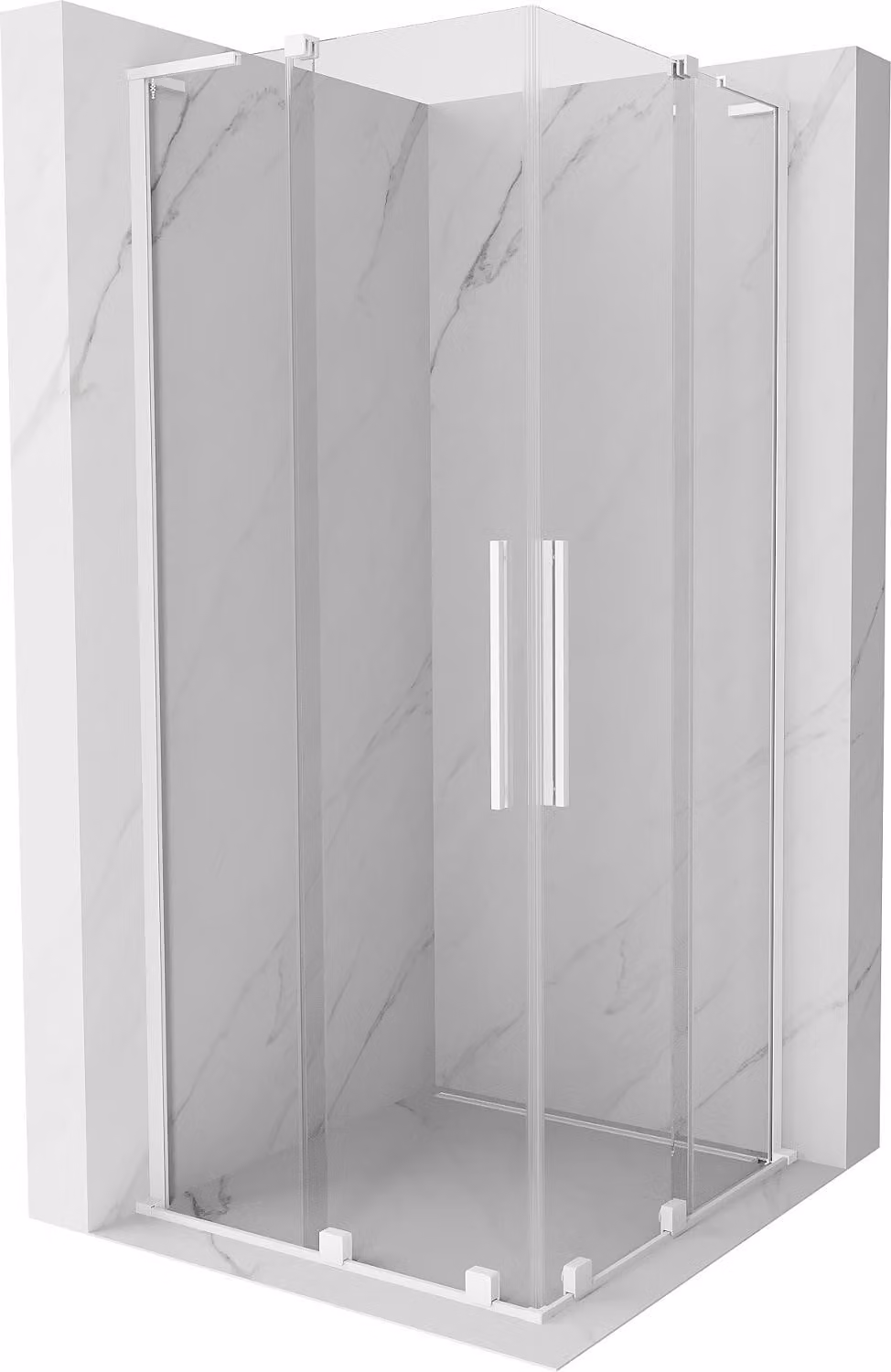 Mexen Velar L Duo cabina doccia scorrevole 90 x 90 cm, trasparente, bianca - 871-090-090-02-03-20