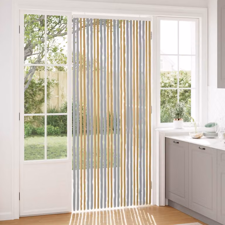Tenda per insetti a strisce vidaXL in chenille Grigio e Beige L: 100 cm, H: 230 cm