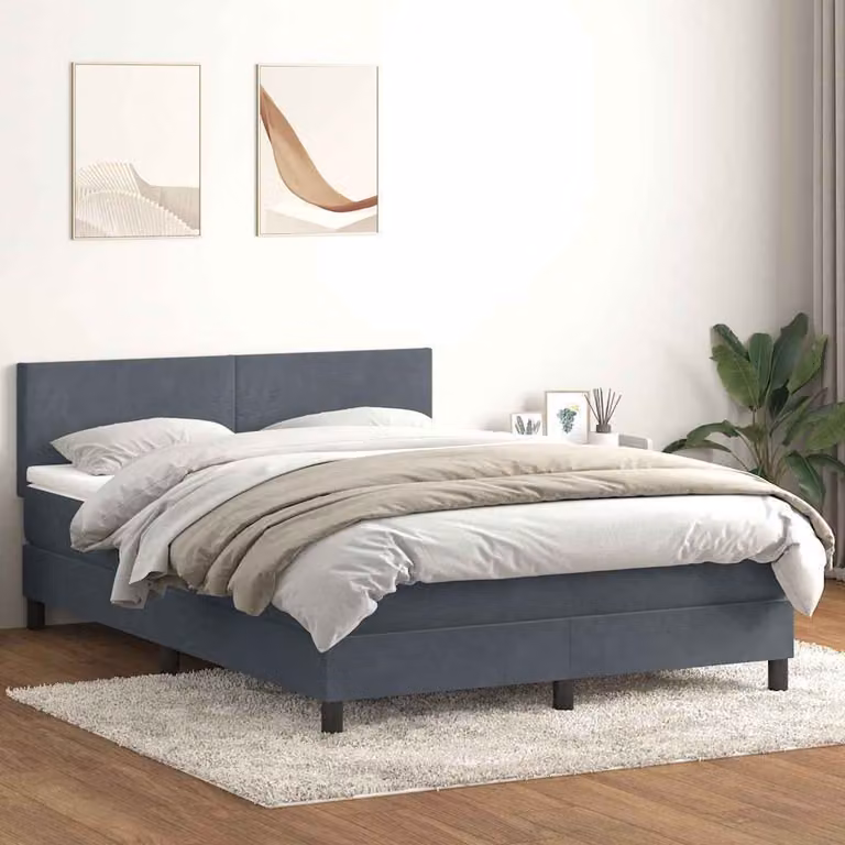 Maison Exclusive - Letto box spring con materasso e LED grigio scuro 160x210 cm velluto