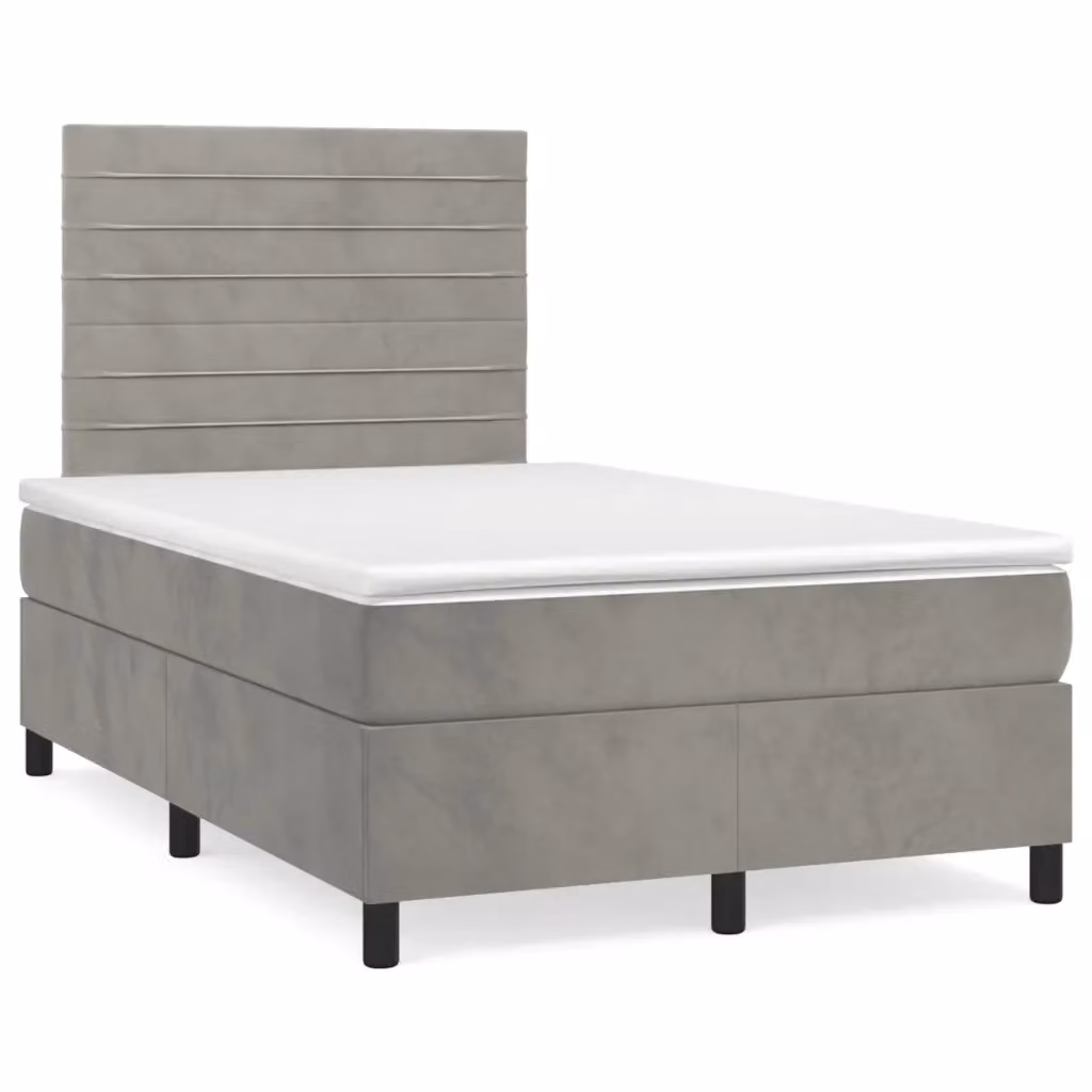 Letto Ibrido con Giroletto a Molle e Materasso vidaXL in Velluto Grigio e Bianco L/P/H: 200 x 120 x 40 cm – 2