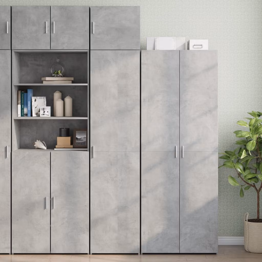 Mobile sottile vidaXL in MDF e legno grigio opaco con ante a battente e ripiani interni L/P/H: 45 x 42,5 x 225 cm
