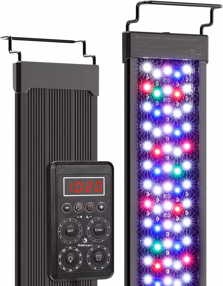 Lampada LED per acquari - Ciclo di luce diurna 24 ore su 24 - Impermeabile IP68 - 9 colori - Timer - Supporti estensibili da 30 a 140 cm