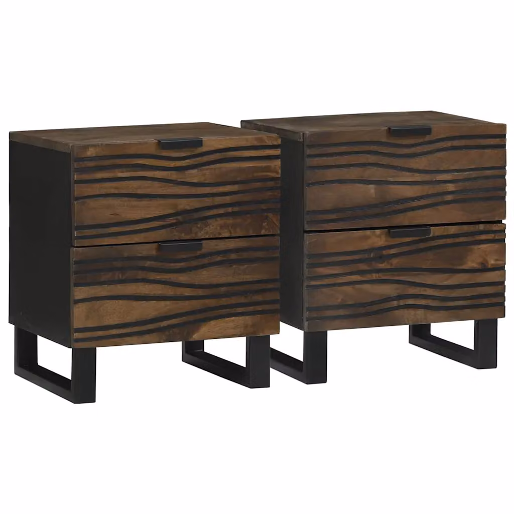 Set di 2 armadi da notte vidaXL in legno color noce, L 40 cm x P 33 cm x H 46 cm