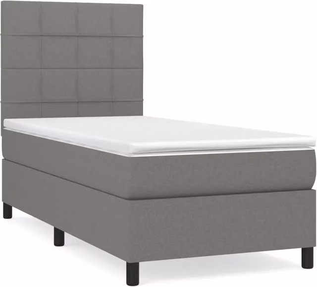 Letto singolo | Letto per adulti | Giroletto a Molle con Materasso Grigio Scuro 80x200 cm Tessuto