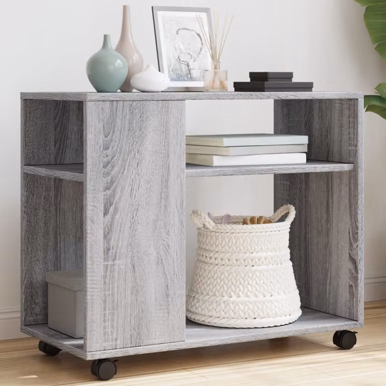 vidaXL Tavolino con Ruote Grigio Sonoma L: 70 cm, P: 35 cm, H: 60 cm in Truciolato e MDF