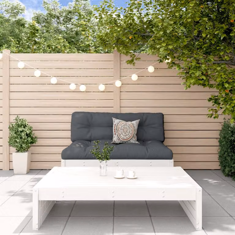 vidaXL Set Divani da Giardino in Legno di Pino Trattato con Cuscini, Divano a 2 Posti e Ottoman, Bianco e Antracite