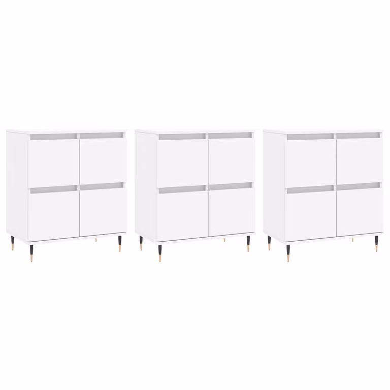 Credenze 3 pz Bianco in Legno Multistrato