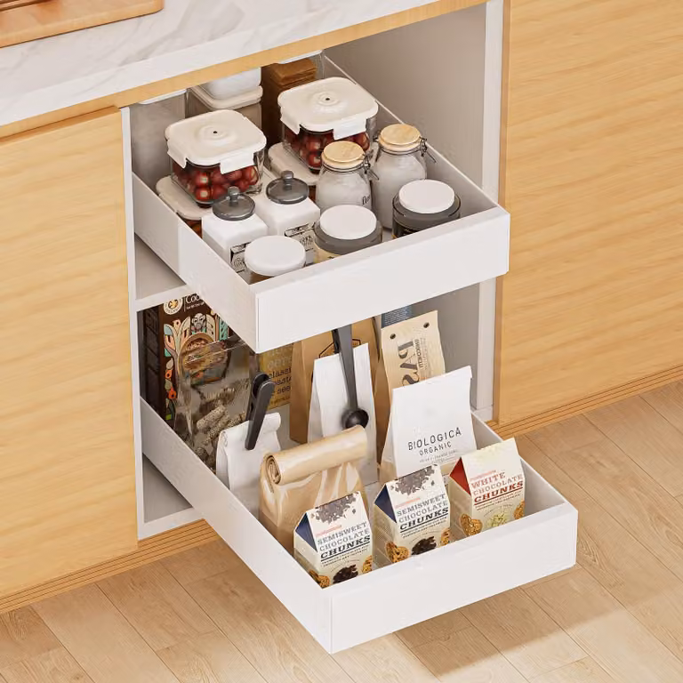 Cassetti telescopici - Scaffali estraibili per cucina e bagno - Bianco
