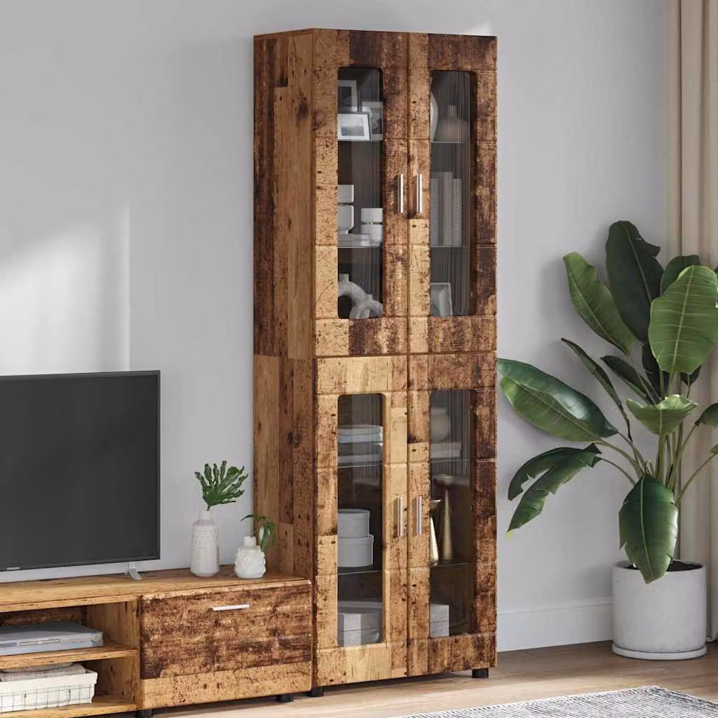 vidaXL Credenza FLORIN in Legno Marrone con Scaffali Interni L: 60 cm, P: 35 cm, H: 182 cm – 1