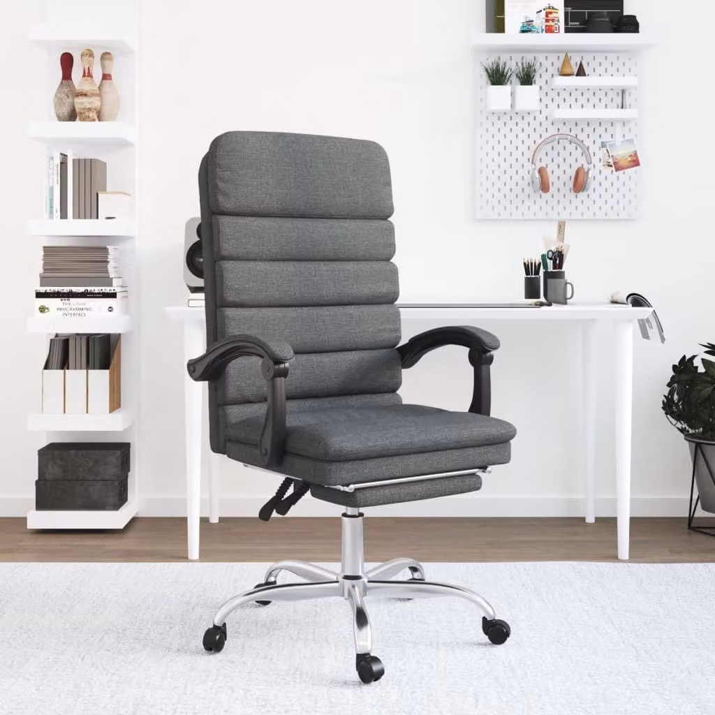 The Living Store Sedia da ufficio con funzione massaggio in tessuto grigio scuro