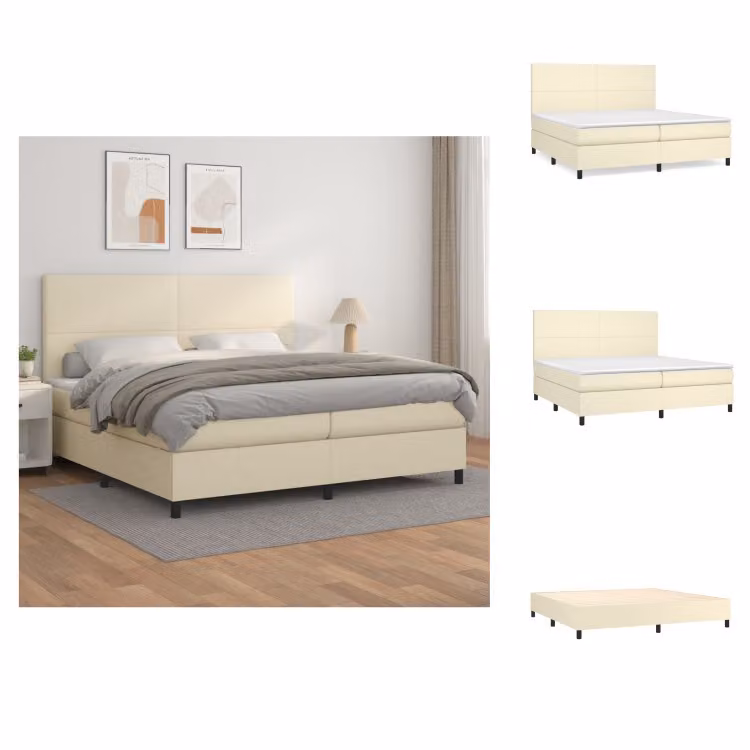 vidaXL Letto a molle con materasso crema 200x200 cm in Pelle finta - Letti & strutture letto