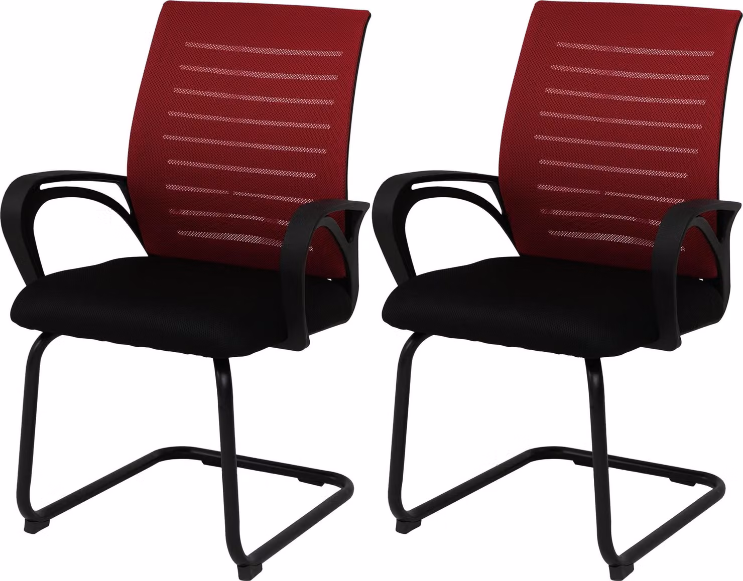 Set di 2 sedie da sala da pranzo HWC-K51, sedie con braccioli, tessuto/tessile (250 g/m²) ~ rosso, struttura nera