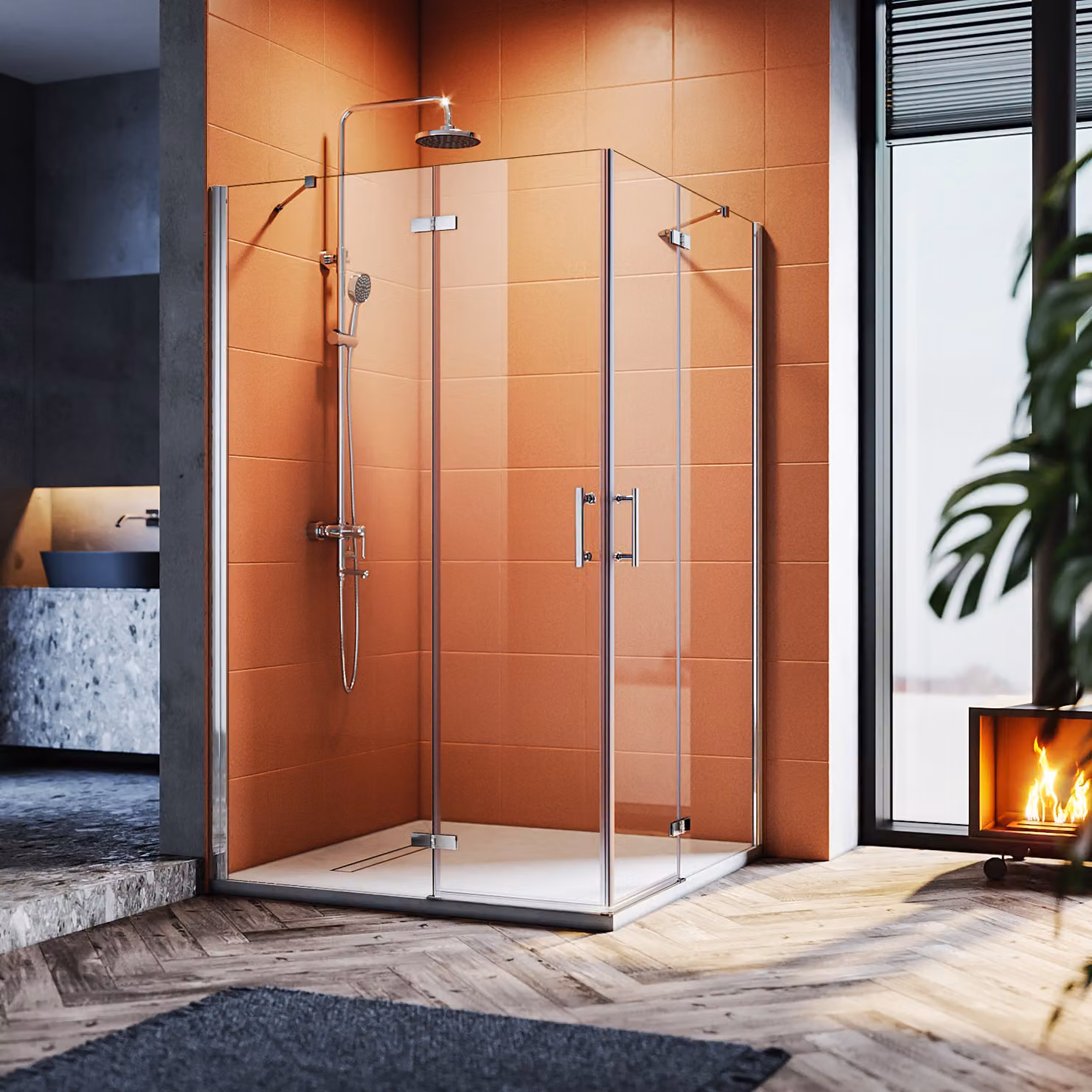 Cabina doccia SUNXURY 120x100cm con nano rivestimento ESG vetro di sicurezza cabina doccia walk in shower