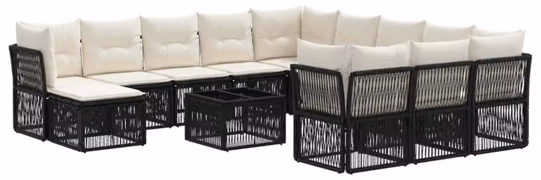 Set Divano da Giardino 13 pcs Nero polyrattan