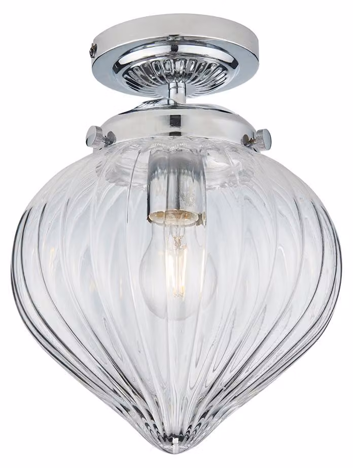 Lampada a sospensione CHESTON cromata 1xE27x20W in vetro, dimensioni: 30x24x24 cm, IP44, Endon