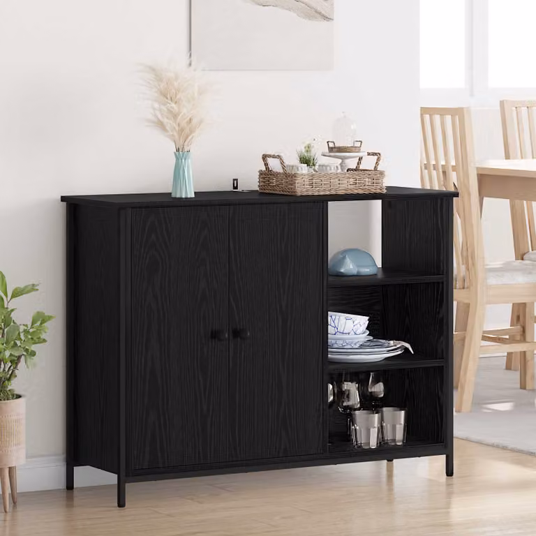 Credenza moderna vidaXL in legno ingegnerizzato MDF, colore Rovere Nero, L 100 x P 33 x H 75 cm
