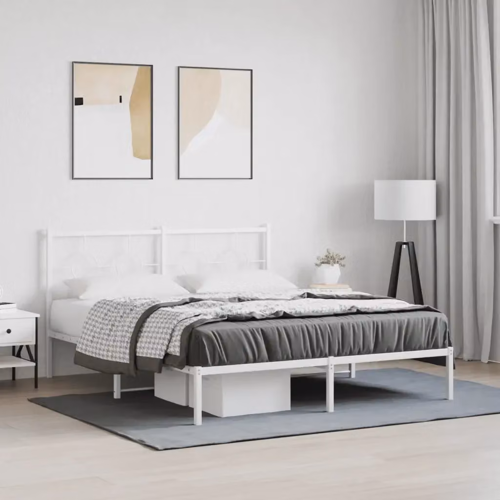Letto matrimoniale per adulti con testiera in metallo bianco lacca Design In L/P/H: 160 x 200 cm – 2
