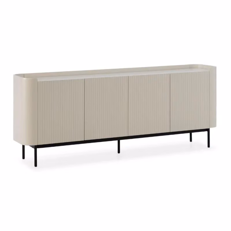 Credenza Effezeta Willa con 4 ante effetto cannettato colore beige per la tua sala da pranzo – 2