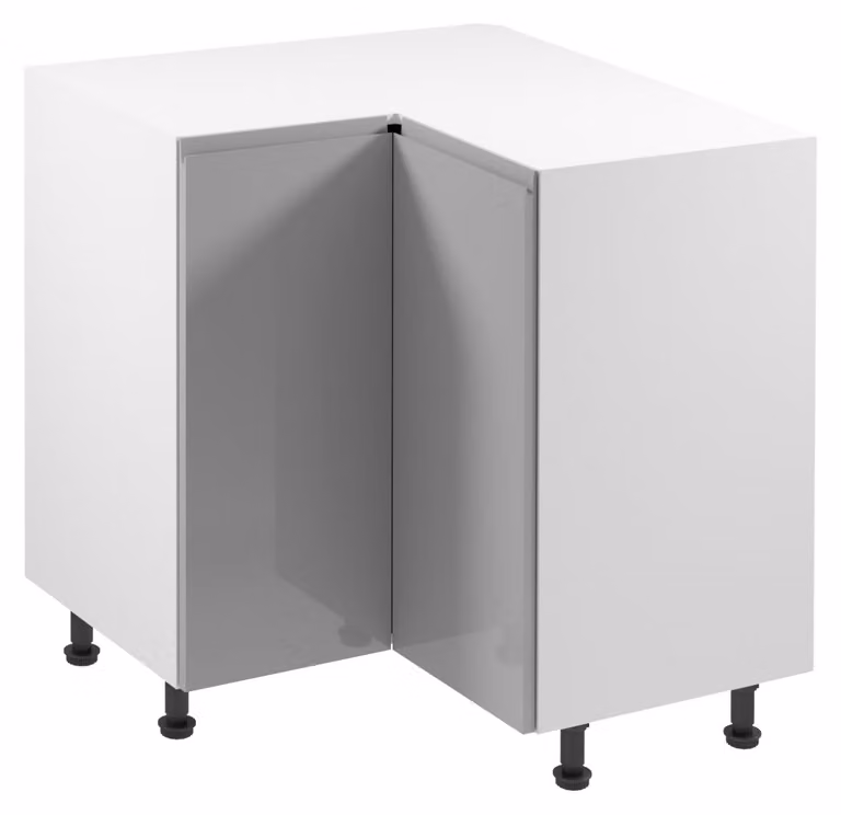 Mobile angolare inferiore ARBOR - 79x79 cm, grigio lucido / bianco