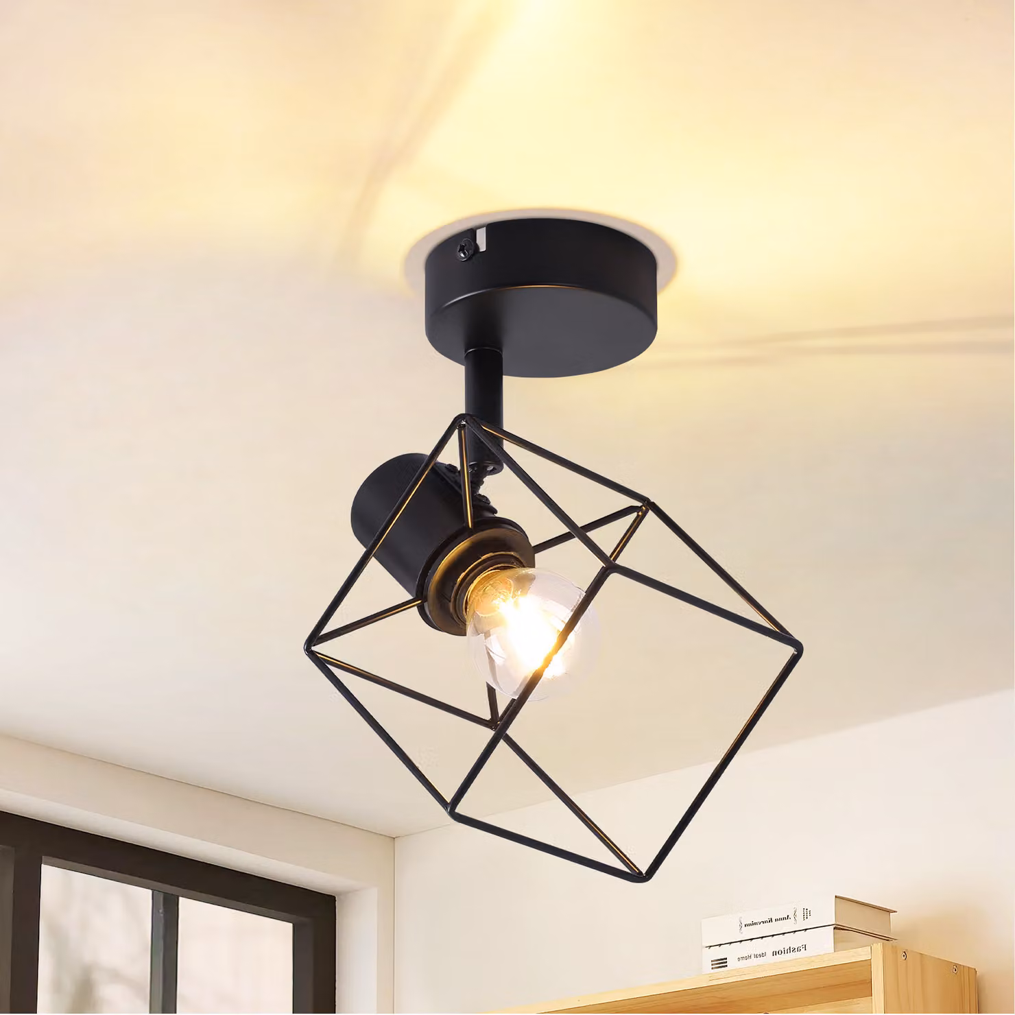 ZMH faretto da soffitto nero E14 plafoniera 350° orientabile faretti da soffitto faretti vintage in metallo lampada da soggiorno per corridoio cucina senza lampadine