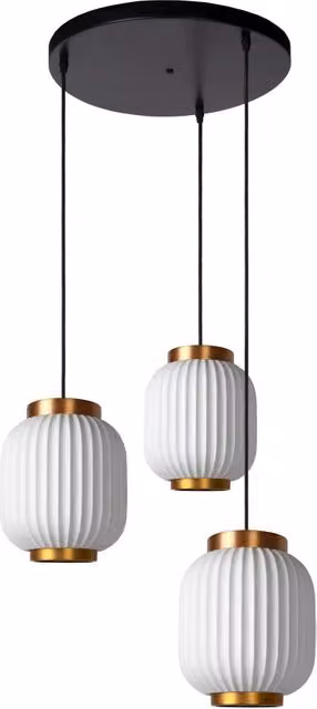 Lampada a sospensione porcellana bianca oro Gosse 3xE27 Lucide