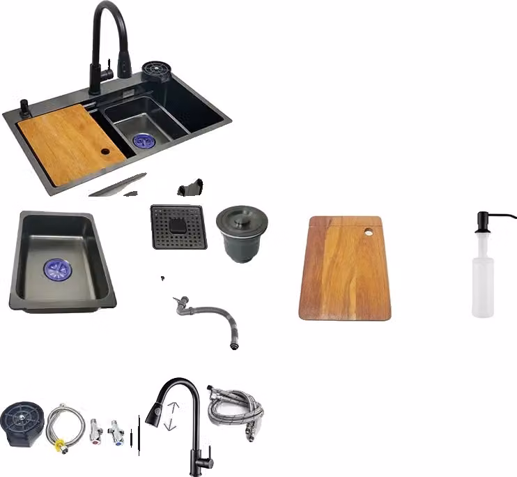 Lavello da cucina Kaipeida, acciaio inox resistente, design a vasca singola, verde