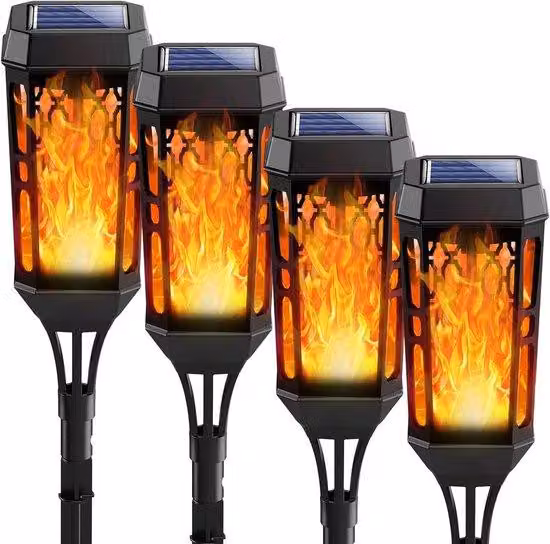 Lampade da giardino a energia solare con effetto fiamma realistico