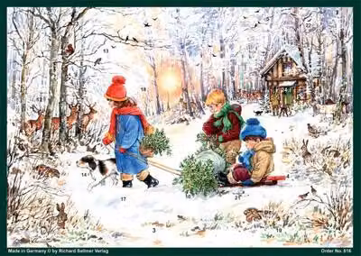 Calendario dell'Avvento A4 «Gioie della neve nel bosco»