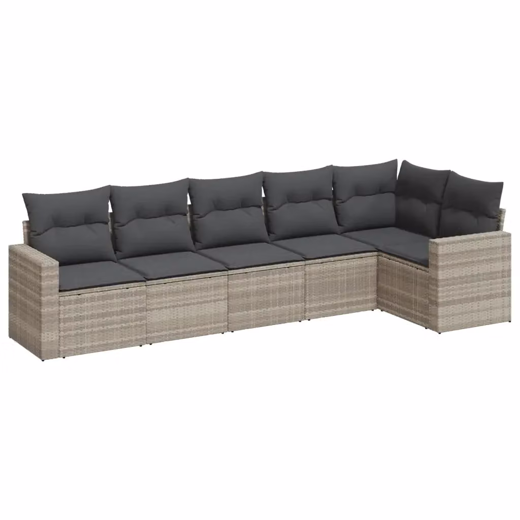 vidaXL Set Divano da Giardino a L in Polyrattan Grigio con Cuscini Imbottiti e Rivestimenti Rimovibili – 2