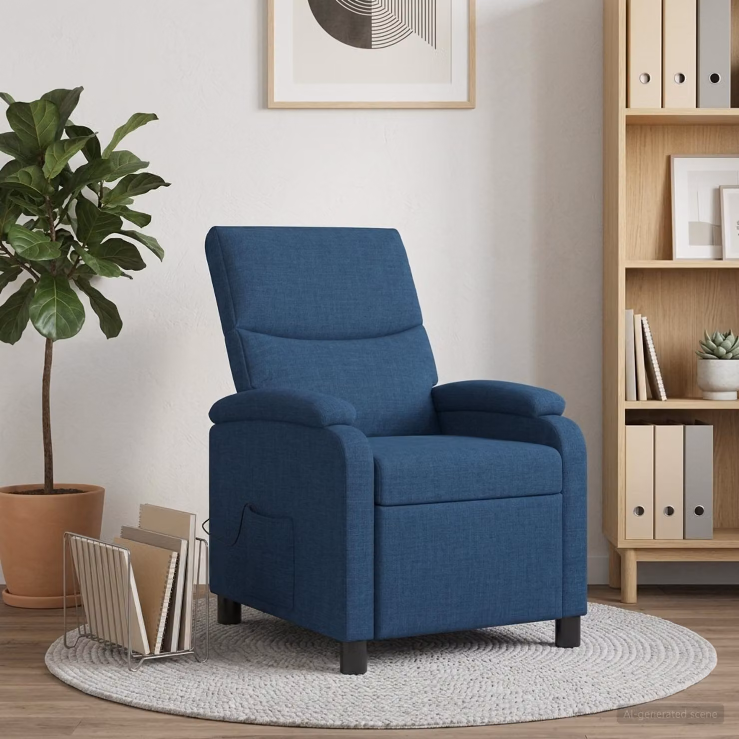 Poltrona relax reclinabile vidaXL in tessuto blu con braccioli