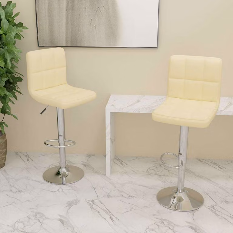 Set di 2 sgabelli da bar vidaXL in tessuto beige con seduta girevole a 360 gradi e struttura in metallo