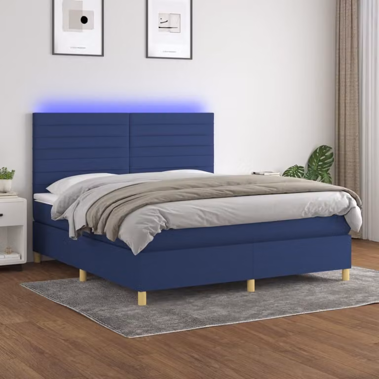 Maison Exclusive - Letto boxspring con materasso e LED blu 180x200 cm Tessuto