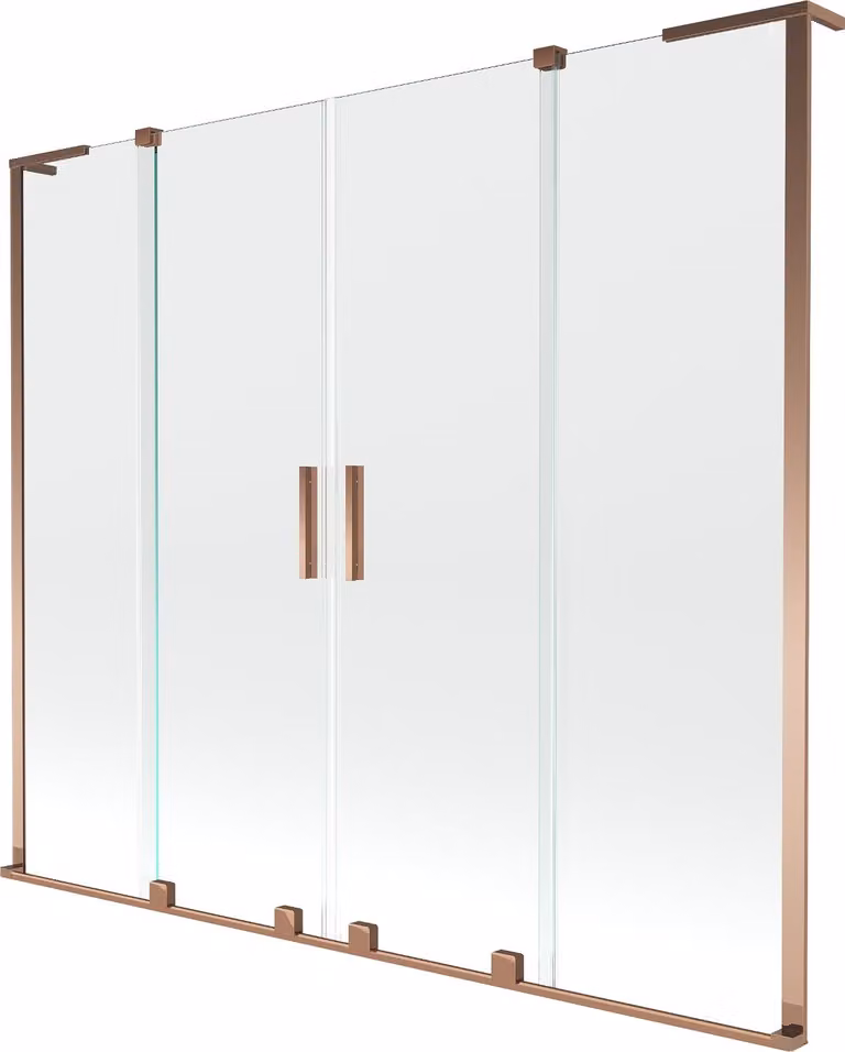 Mexen Velar L Duo paratia da vasca da bagno a 2 ante scorrevoli 180 x 150 cm, trasparente, oro rosa - 896-180-003-02-60