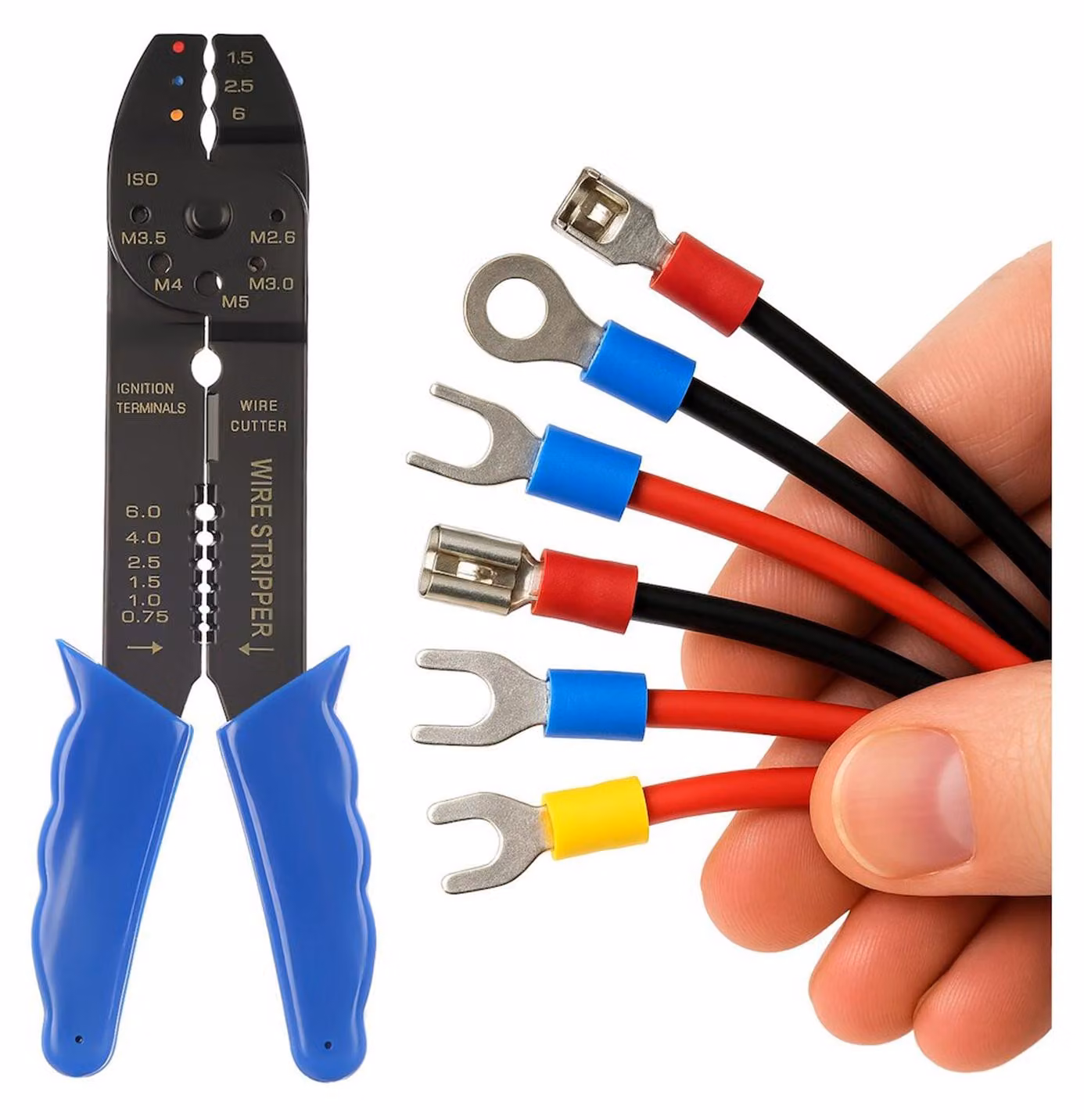 Pinza crimpatrice, pressatrice per terminali elettrici, per connettore 0.5-5.0 mm², 8'' Geko