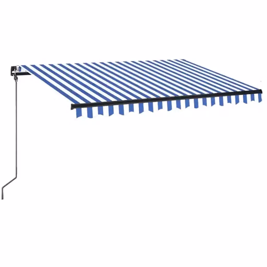Tenda da Sole Retrattile Manuale Videx con LED in Alluminio e Poliestere Blu e Bianca L: 350 cm, P: 250 cm – 2