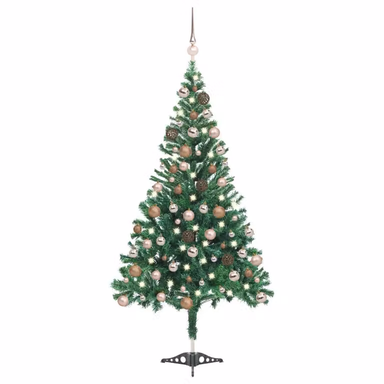 The Living Store Albero di Natale artificiale con palline luminose 180 cm 564 rami