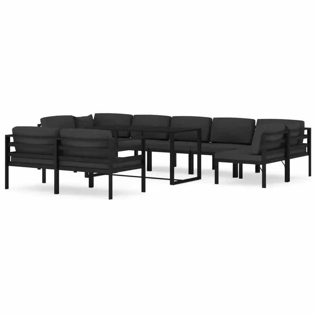 Set di divani da giardino vidaXL 10 pezzi con cuscini e tavolino in alluminio antracite – 2