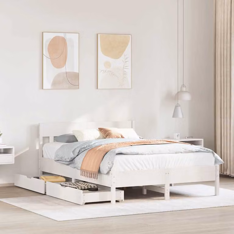 Letto senza materasso vidaXL in legno massello di pino bianco L: 140.5 cm, P: 195.5 cm, H: 81 cm
