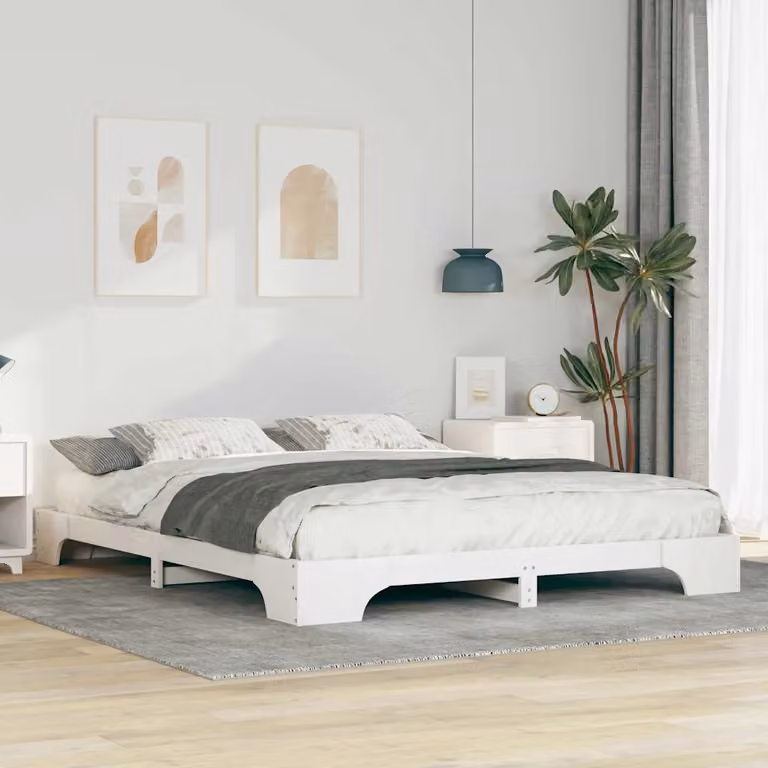 Struttura del letto moderna vidaXL in pino massello bianco L/P/H: 200 x 167 x 227 cm