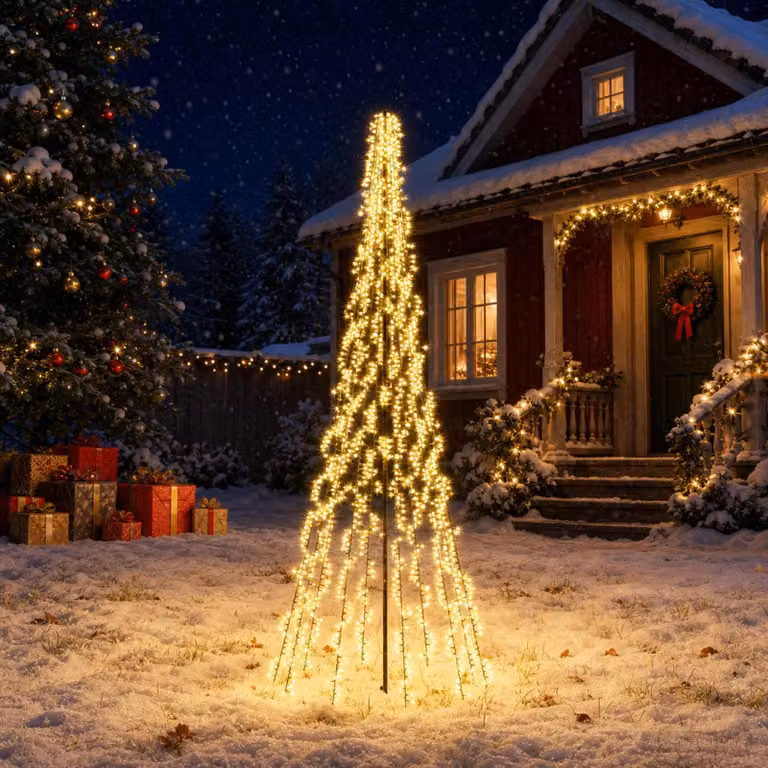 vidaXL Albero di Natale LED 285 cm 1550 LED Bianco caldo Acciaio Nero