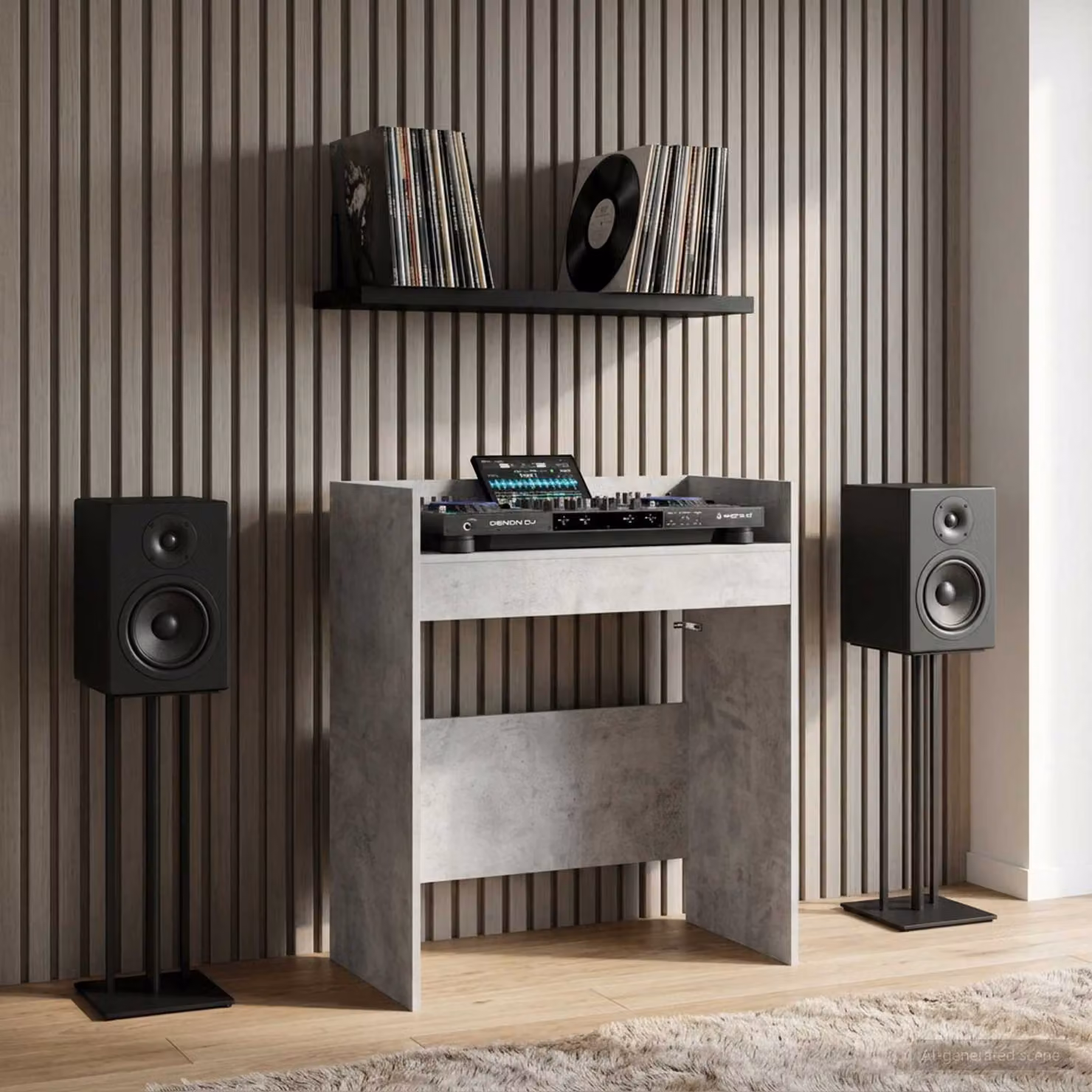 vidaXL Tavolo DJ moderno in legno ingegnerizzato grigio, L: 102 cm, P: 45 cm, H: 102 cm