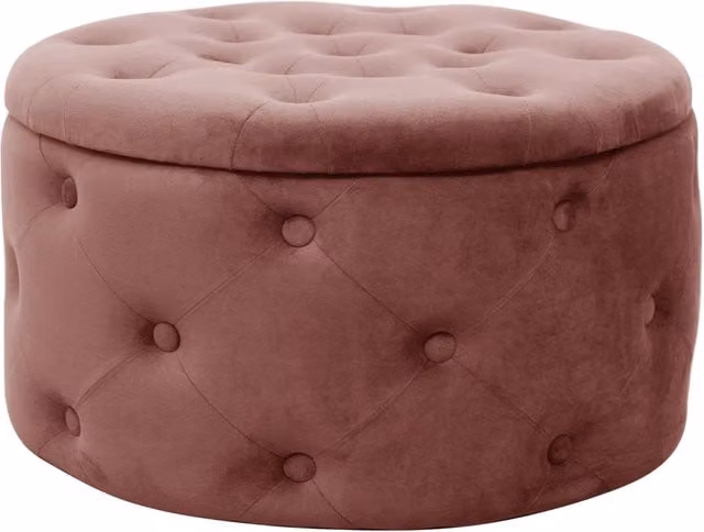 Pouf a scomparto rotonda in velluto trapuntato AKORD ALIA colore Rose