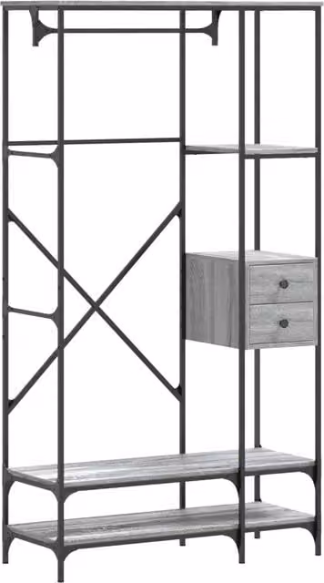 Appendiabiti con Scaffali DESIGN IN Grigio Sonoma in Legno e Metallo L/P/H: 180 x 40 x 40 cm – 1