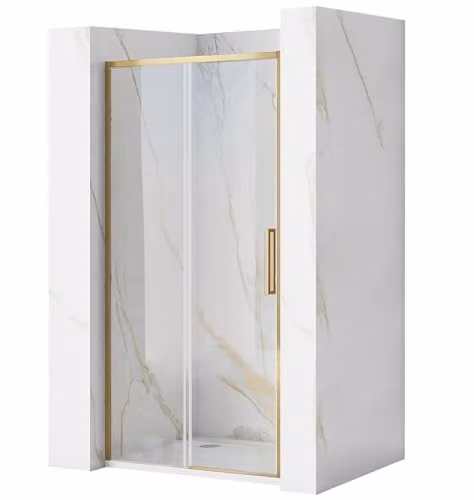 Rea - Rapid Slide Gold Brush 100 Porta Doccia Scorrevole Vetro Temperato Trasparente Di Sicurezza 6 mm (Oro) 2,5x101x195cm