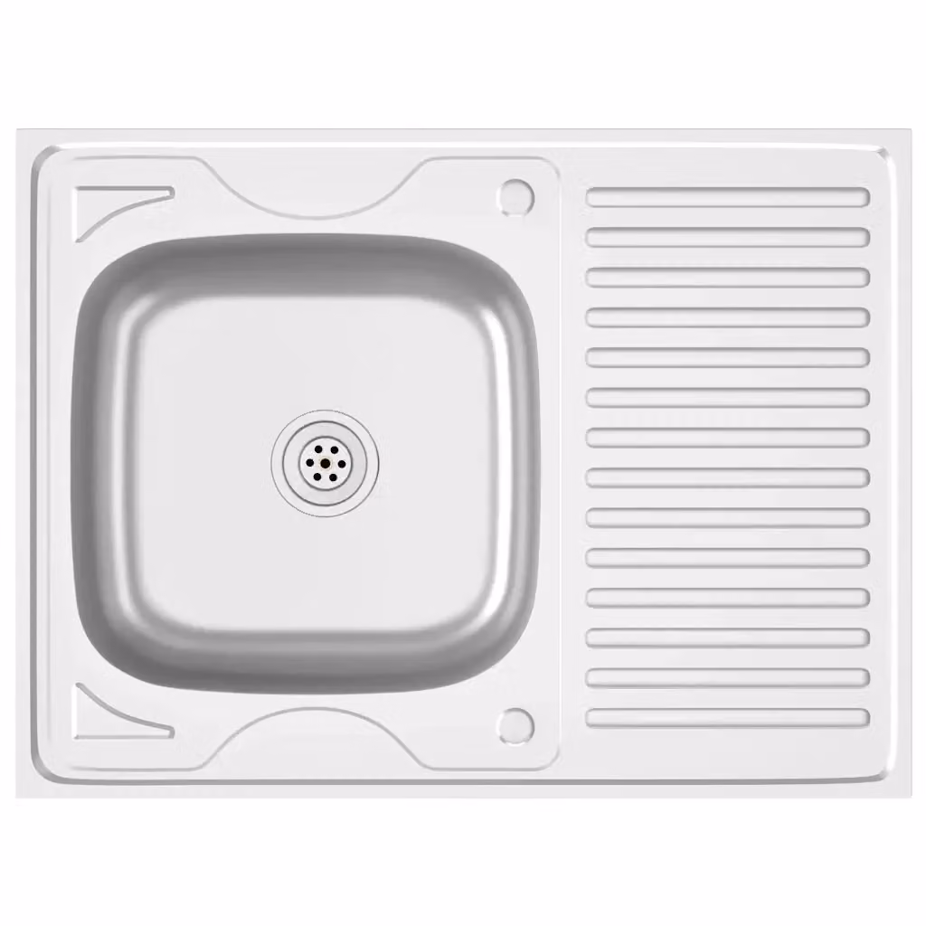 Lavello da cucina con scarico vidaXL in acciaio colore argento L: 80 cm, P: 60 cm, H: 15,5 cm – 2