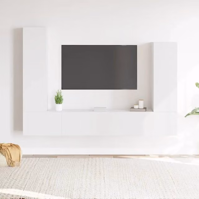 Set di Mobili Porta TV 4 pz-Credenza per TV Bianco in Legno Multistrato 567649