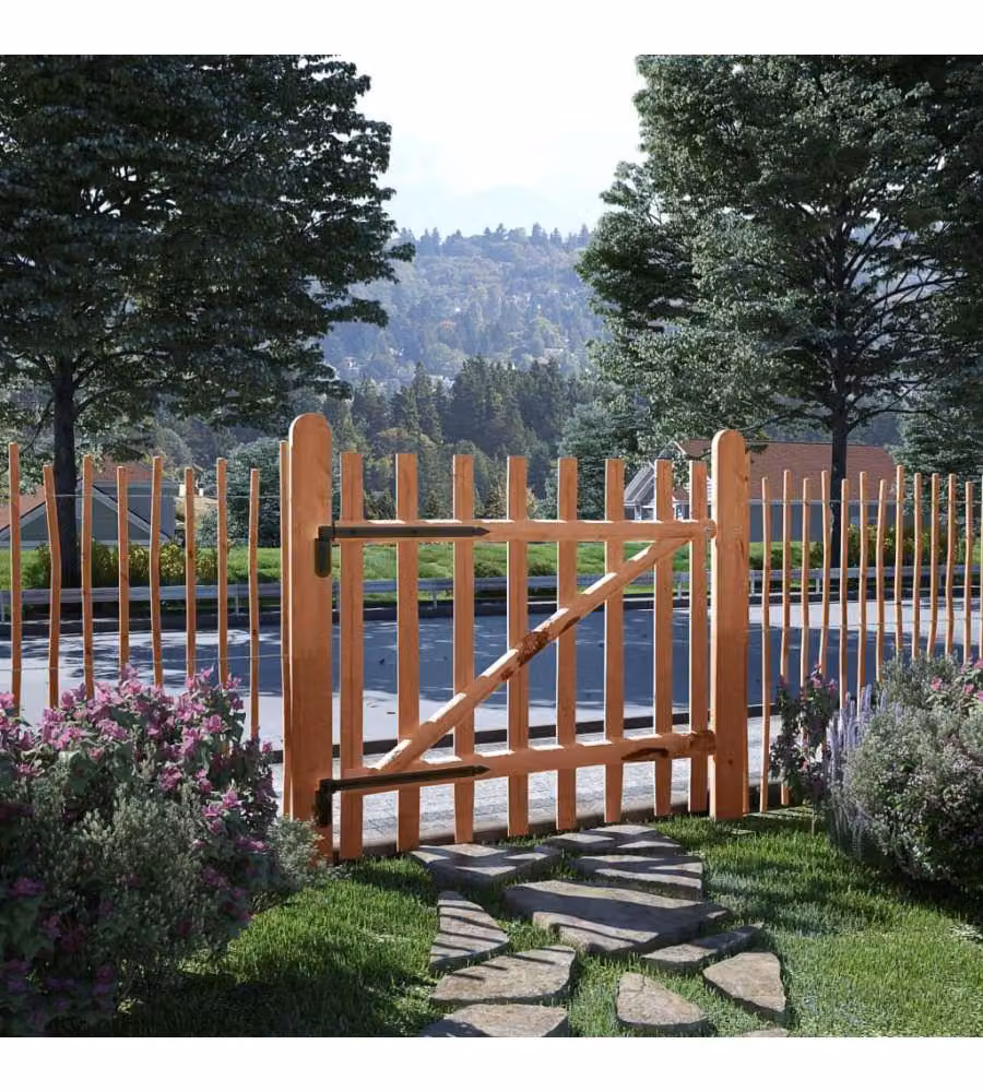 Cancello Singolo in Legno di Nocciolo Impregnato 100x90 cm